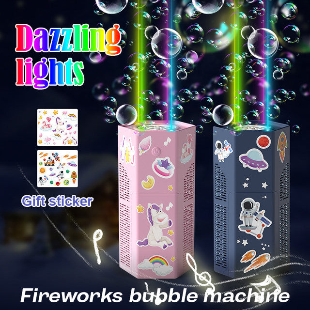 New Fireworks Bubble Machine Automatic Electric Bubbles Machine With Music Colorful Light  Spring Festival Wedding Gift Toy